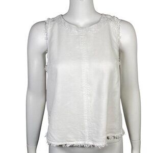Altard State Frayed Hem Sleeveless Button Back Tank Top Womens M White